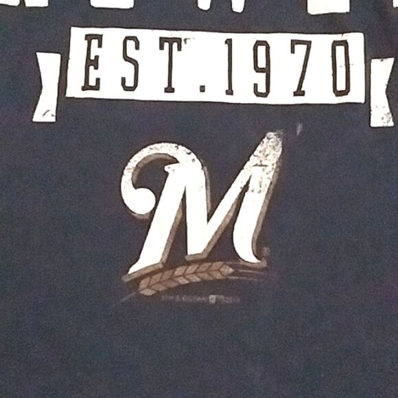 Milwaukee Brewers T-Shirt 2013 EST 1970 Color Blocked MLB Genuine Merchandise - Picture 5 of 10